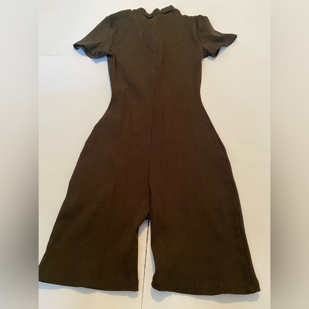 Naked Wardrobe Army Green Sleeveless Romper with Front Zipper-Size Small